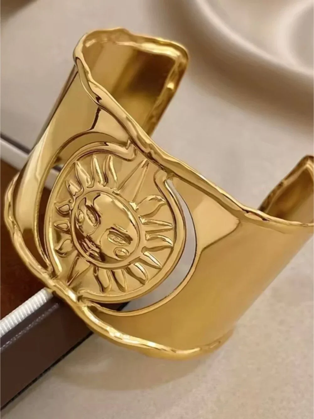Gold Sun & Moon Cuff Bracelet
